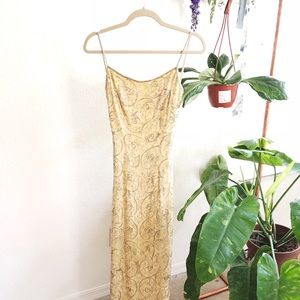 Yellow vintage beaded dress